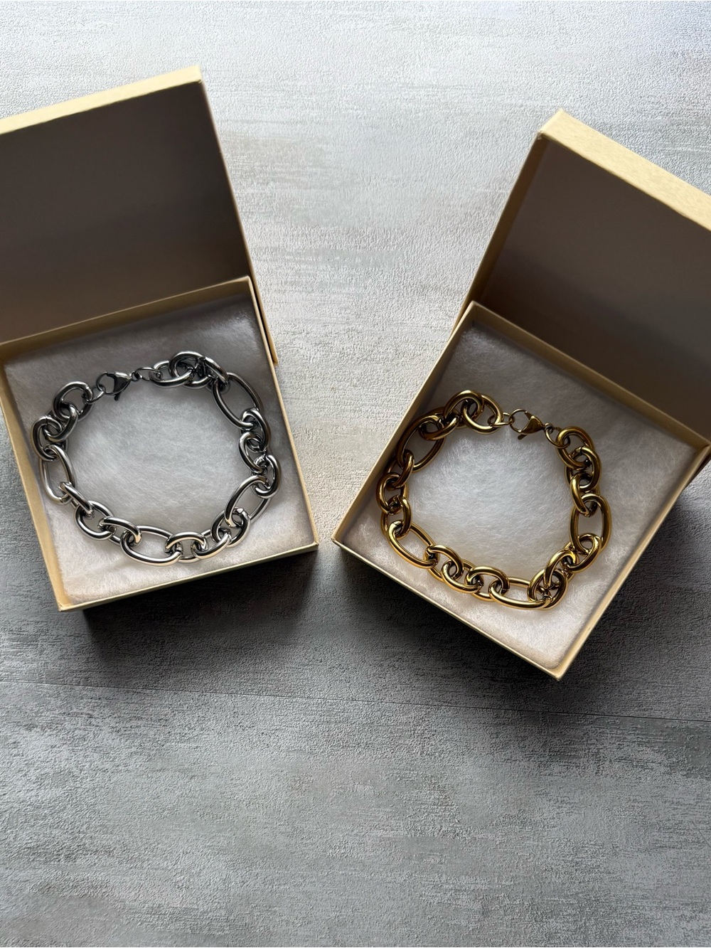 Chunky 304 Stainless Steel Chain Bracelet Gold or Silver 8 Inch